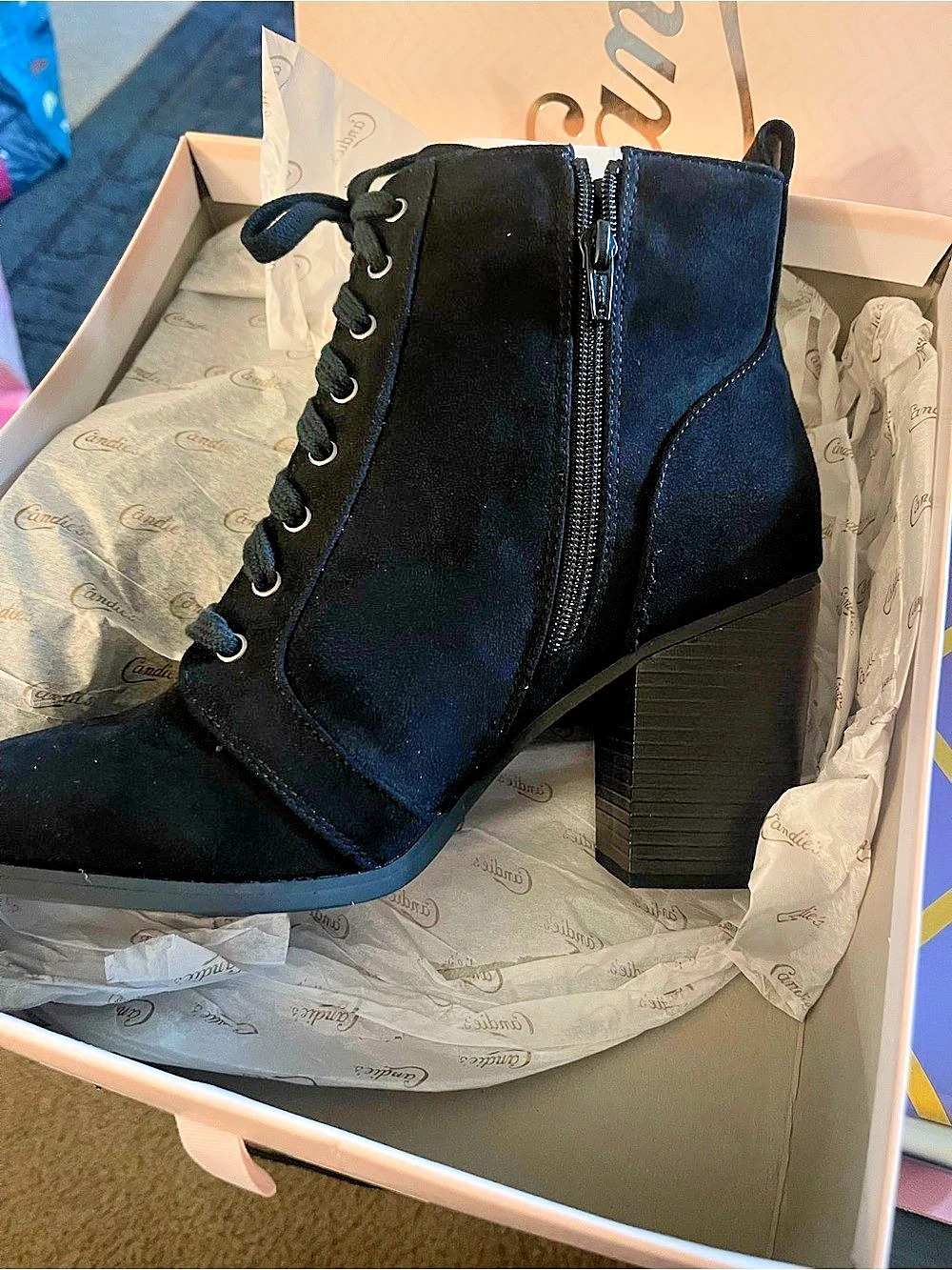 Candie's Black Lace-Up Ankle Boots